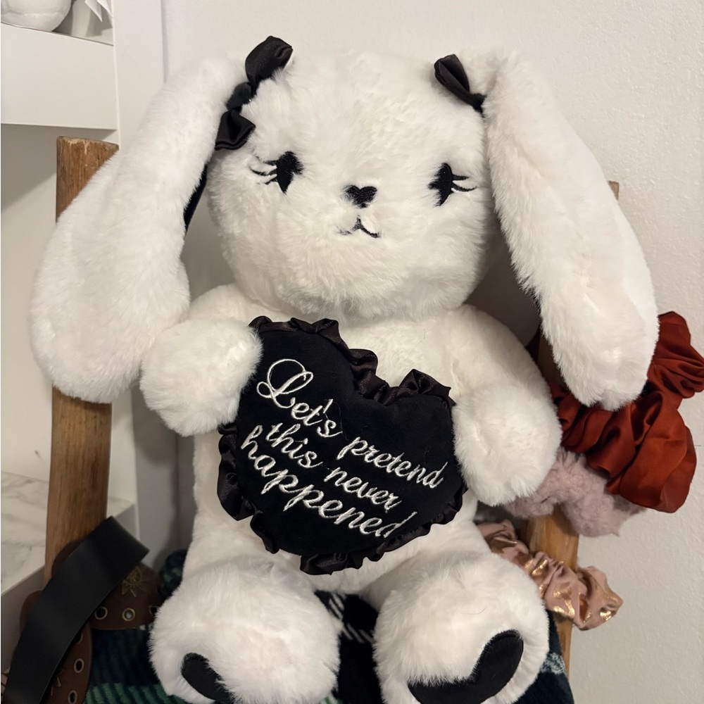 White Plush Bunny with Black Accents